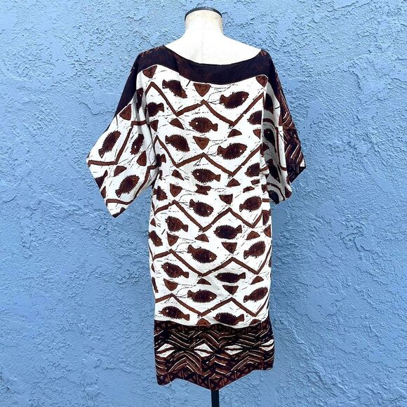 Anna Sui Silk Dress Fish print Shift Size 6 Anthropolgie - Picture 4 of 8